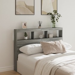vidaXL Cabecero de cama con luz LED gris Sonoma 140x17x102 cm