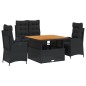 vidaXL Juego comedor jardín 4 piezas con cojines ratán sintético negro vidaXL Juego comedor jardín 4 piezas con cojines ratán sintético negro