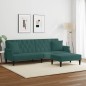 vidaXL Sofá cama 2 plazas y almohadas taburete terciopelo verde oscuro vidaXL Sofá cama 2 plazas y almohadas taburete terciopelo verde oscuro