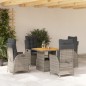 vidaXL Set comedor de jardín 5 piezas con cojines ratán sintético gris vidaXL Set comedor de jardín 5 piezas con cojines ratán sintético gris