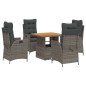 vidaXL Set comedor de jardín 5 piezas con cojines ratán sintético gris vidaXL Set comedor de jardín 5 piezas con cojines ratán sintético gris