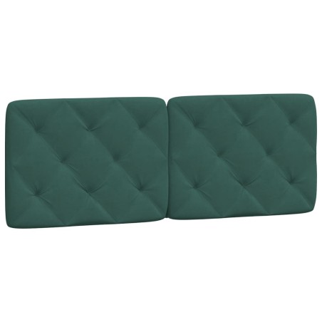 vidaXL Cabecero de cama acolchado terciopelo verde oscuro 140 cm