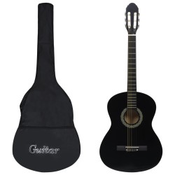 vidaXL Set de guitarra clásica para principiante 12 pzas negro 4/4 39"     