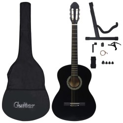 vidaXL Set de guitarra clásica para principiante 12 pzas negro 4/4 39"     