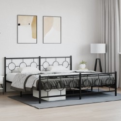 vidaXL Estructura de cama cabecero y estribo metal negro 200x200 cm