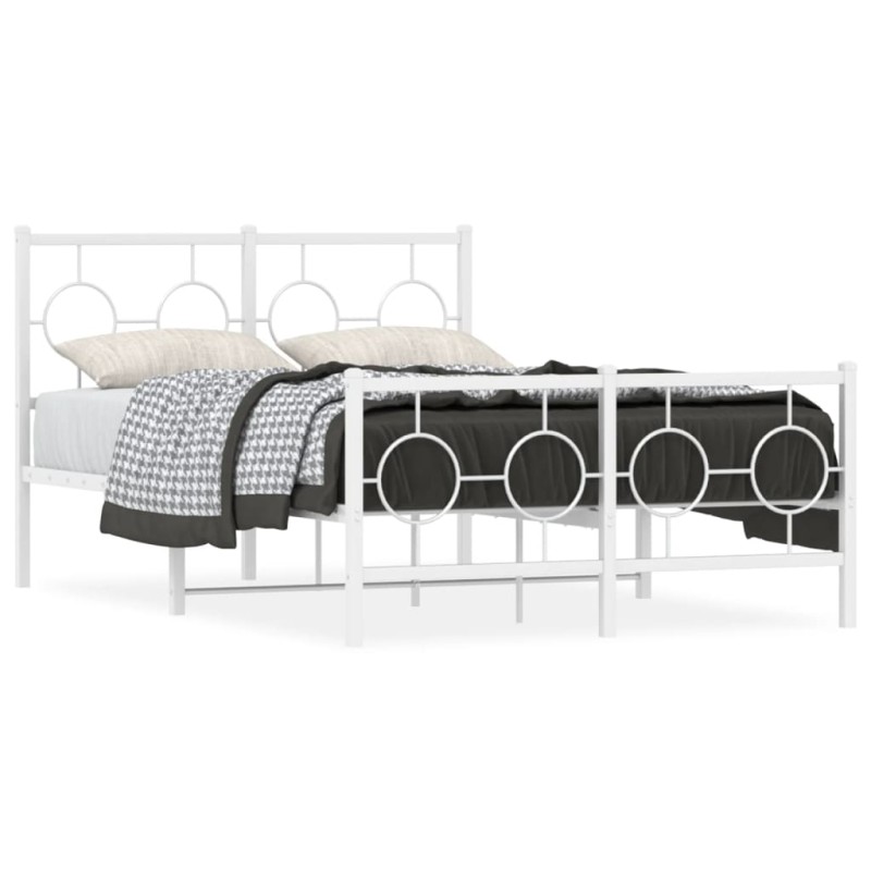 vidaXL Estructura cama metal con cabecero y estribo blanco 120x200 cm