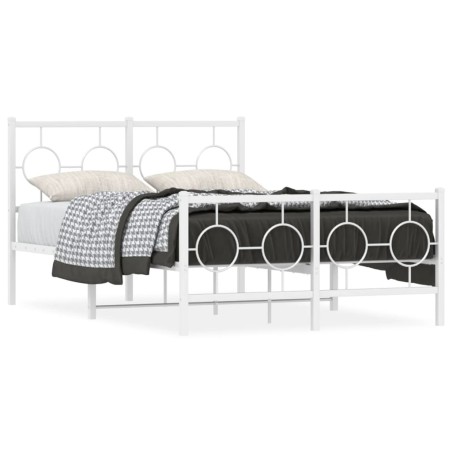 vidaXL Estructura cama metal con cabecero y estribo blanco 120x200 cm