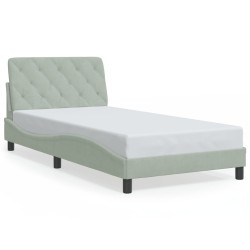vidaXL Estructura cama con luces LED terciopelo gris claro 100x200 cm