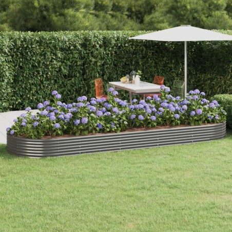vidaXL Jardinera arriate acero recubrimiento polvo gris 450x140x36 cm