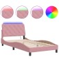 vidaXL Estructura de cama con luces LED terciopelo rosa 100x200 cm