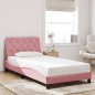 vidaXL Estructura de cama con luces LED terciopelo rosa 100x200 cm