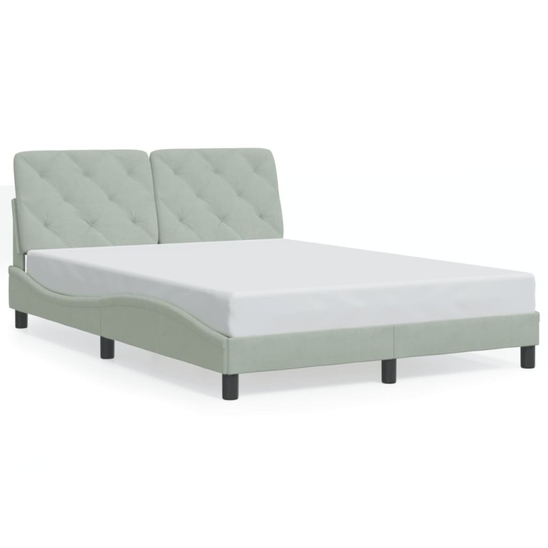 vidaXL Estructura cama con luces LED terciopelo gris claro 140x190 cm vidaXL Estructura cama con luces LED terciopelo gris claro 140x190 cm