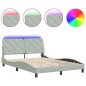vidaXL Estructura cama con luces LED terciopelo gris claro 140x190 cm vidaXL Estructura cama con luces LED terciopelo gris claro 140x190 cm