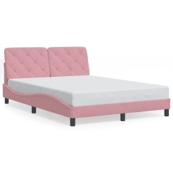 vidaXL Estructura de cama con luces LED terciopelo rosa 140x190 cm