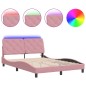 vidaXL Estructura de cama con luces LED terciopelo rosa 140x190 cm