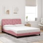 vidaXL Estructura de cama con luces LED terciopelo rosa 140x190 cm