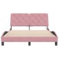 vidaXL Estructura de cama con luces LED terciopelo rosa 140x190 cm