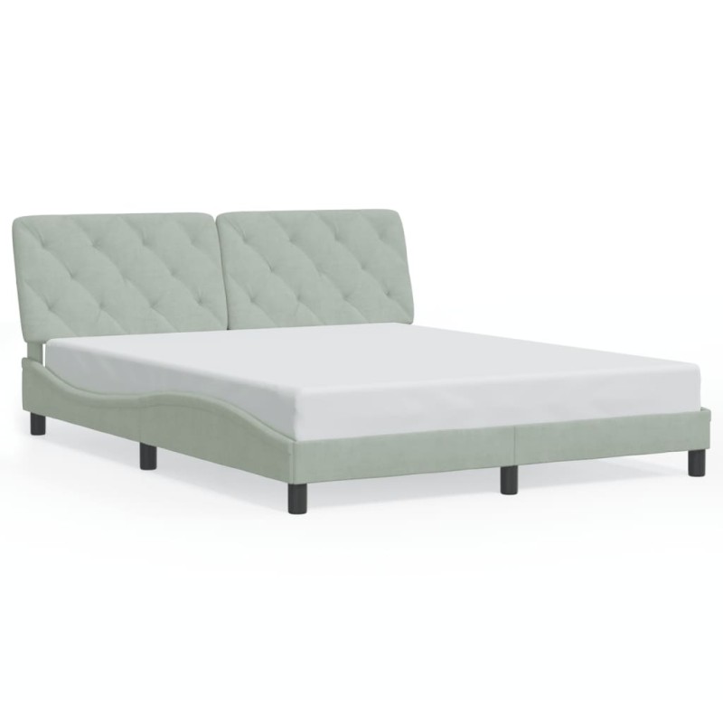 vidaXL Estructura cama con luces LED terciopelo gris claro 160x200 cm vidaXL Estructura cama con luces LED terciopelo gris claro 160x200 cm