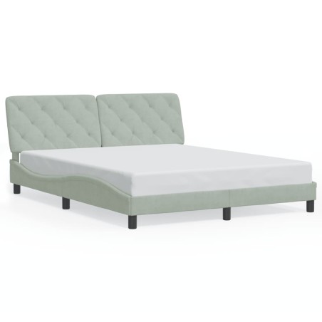vidaXL Estructura cama con luces LED terciopelo gris claro 160x200 cm