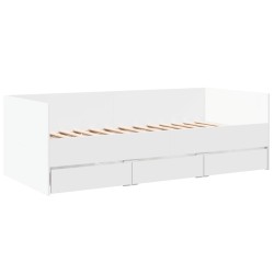 vidaXL Tumbona con cajones madera de ingeniería blanco 90x200 cm