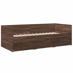 vidaXL Tumbona con cajones madera ingeniería roble marrón 90x200 cm