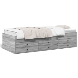 vidaXL Tumbona con cajones madera ingeniería gris Sonoma 90x200 cm