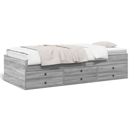 vidaXL Tumbona con cajones madera ingeniería gris Sonoma 90x200 cm