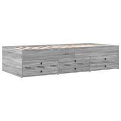 vidaXL Tumbona con cajones madera ingeniería gris Sonoma 90x200 cm