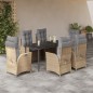 vidaXL Set comedor de jardín 7 pzas con cojines ratán sintético beige vidaXL Set comedor de jardín 7 pzas con cojines ratán sintético beige