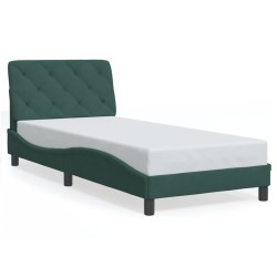 vidaXL Estructura cama con cabecero terciopelo verde oscuro 90x200 cm