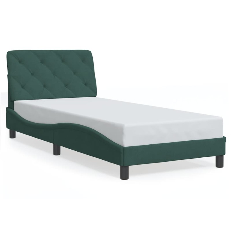 vidaXL Estructura cama con cabecero terciopelo verde oscuro 90x200 cm