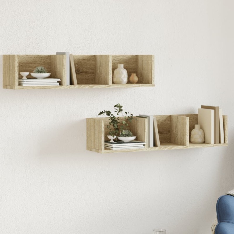 vidaXL Muebles de pared 2 uds madera de ingeniería roble Sonoma vidaXL Muebles de pared 2 uds madera de ingeniería roble Sonoma