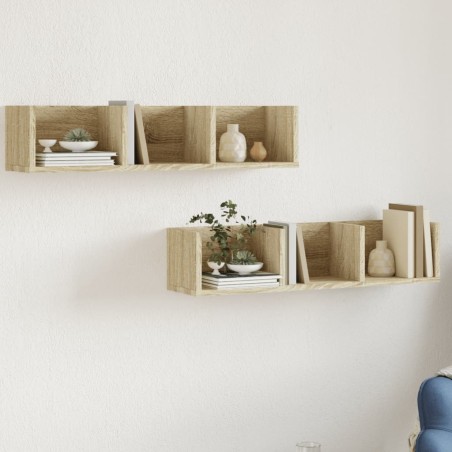 vidaXL Muebles de pared 2 uds madera de ingeniería roble Sonoma