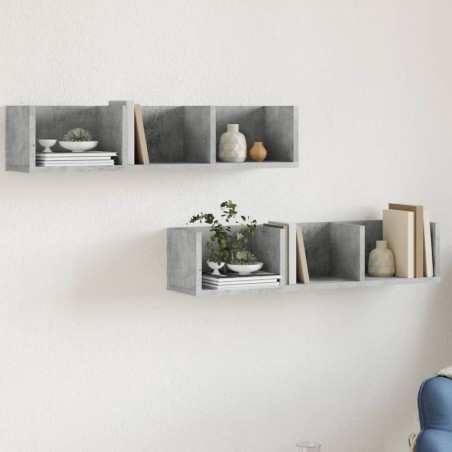 vidaXL Muebles de pared 2 uds madera de ingeniería gris hormigón
