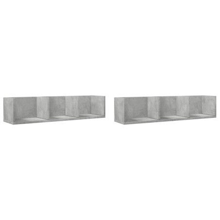 vidaXL Muebles de pared 2 uds madera de ingeniería gris hormigón