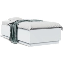 vidaXL Estructura de cama con LED madera ingeniería blanco 90x190 cm