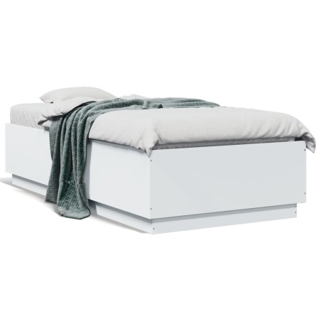 vidaXL Estructura de cama con LED madera ingeniería blanco 90x190 cm