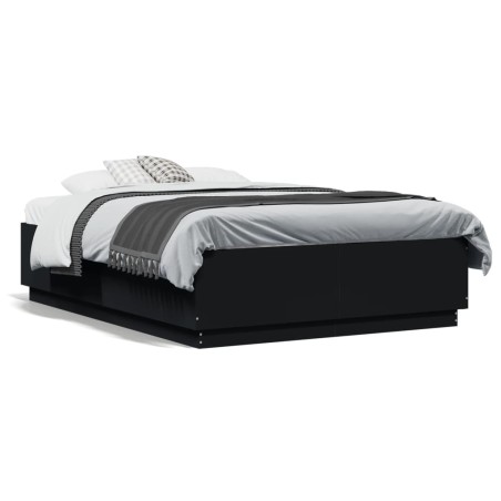 vidaXL Estructura de cama madera de ingeniería negra 135x190 cm