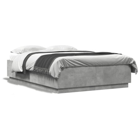 vidaXL Estructura de cama madera de ingeniería gris hormigón 120x200cm