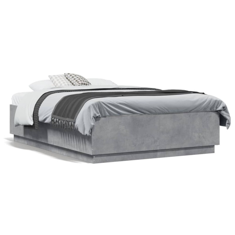 vidaXL Estructura de cama madera de ingeniería gris hormigón 140x190cm vidaXL Estructura de cama madera de ingeniería gris hormigón 140x190cm