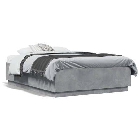 vidaXL Estructura de cama madera de ingeniería gris hormigón 140x190cm