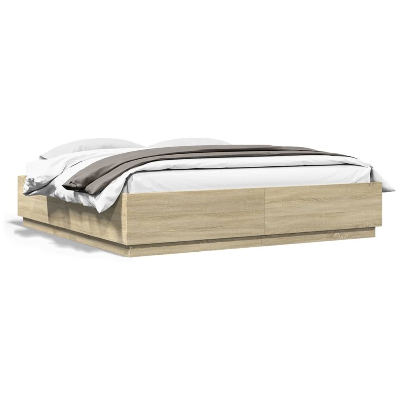 vidaXL Estructura de cama madera de ingeniería roble Sonoma 200x200 cm vidaXL Estructura de cama madera de ingeniería roble Sonoma 200x200 cm