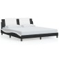 vidaXL Estructura de cama con luz LED cuero PE negro blanco 180x200 cm