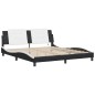vidaXL Estructura de cama con luz LED cuero PE negro blanco 180x200 cm