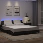 vidaXL Estructura de cama con luz LED cuero PE negro blanco 180x200 cm