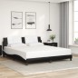 vidaXL Estructura de cama con luz LED cuero PE negro blanco 180x200 cm
