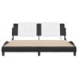 vidaXL Estructura de cama con luz LED cuero PE negro blanco 180x200 cm