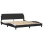vidaXL Estructura de cama con luz LED cuero PE negro blanco 180x200 cm