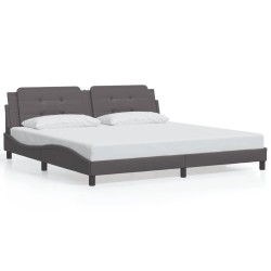 vidaXL Estructura cama con luces LED cuero sintético gris 200x200 cm