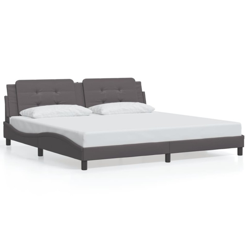 vidaXL Estructura cama con luces LED cuero sintético gris 200x200 cm